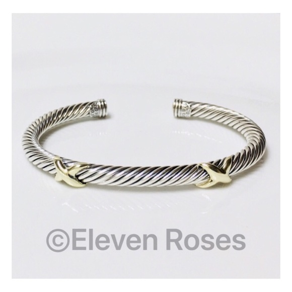 David Yurman Jewelry - David Yurman Sterling & 14k Double X Cable Cuff